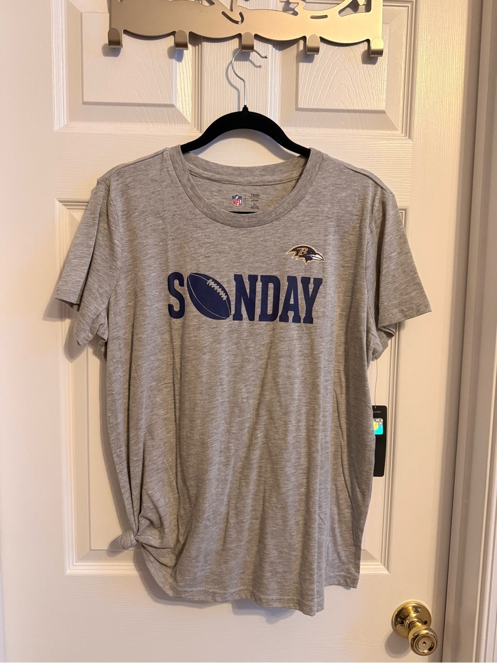 NFL Baltimore Ravens Gray 'SUNDAY' Short Sleeve Tee